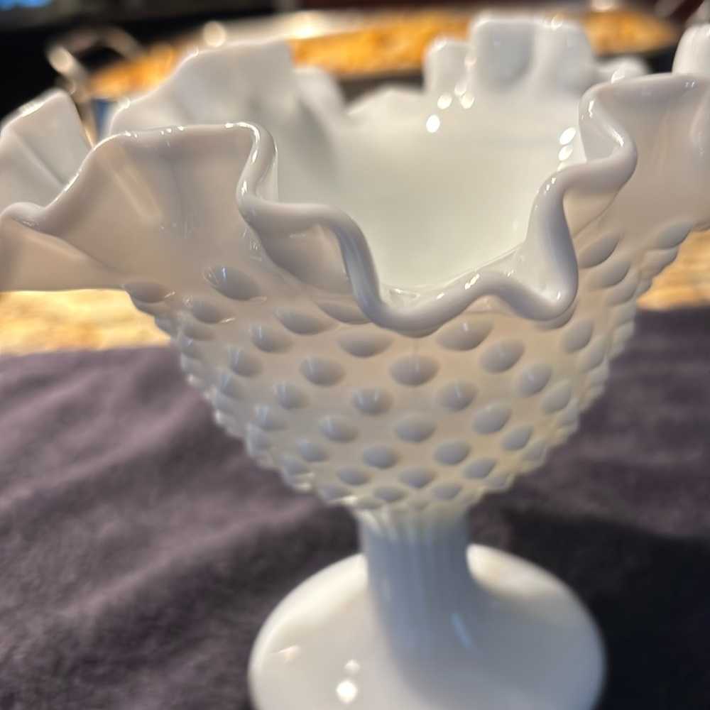 Vintage Milk Glass Hobnail Candy Dish